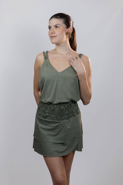 Foto Short Saia 3 Elásticos Suede