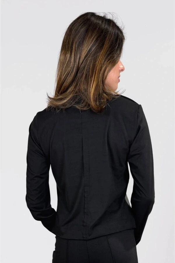 Blusa Miragem Recortes Couro