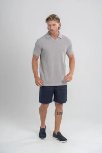 Camisa Polo Rich Tricô Texturizada Sem Botão - Linha Rich