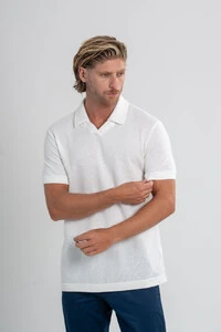 Camisa Polo Rich Tricô Texturizada Sem Botão - Linha Rich