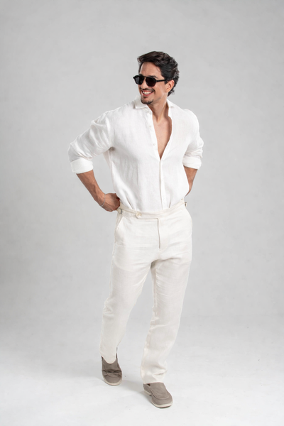 Foto Conjunto Puro Linho Amalfi Calça e Camisa - Off White