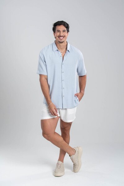 Foto Conjunto Great Time Azul Clara e Short Cut Off White