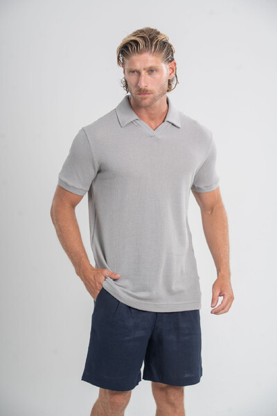 Foto Camisa Polo Rich Tricô Texturizada Sem Botão - Linha Rich
