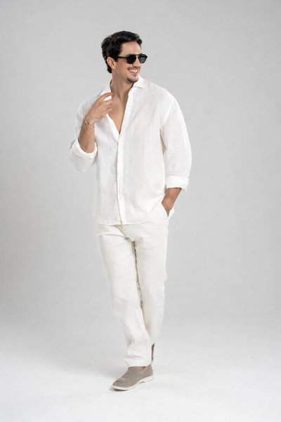 Foto Conjunto Puro Linho Amalfi Calça e Camisa - Off White
