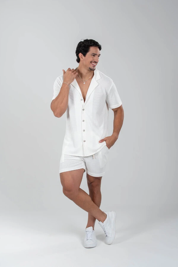 Camisa Paradizo Tricô Texturizada Gola Cubana - Linha Urban