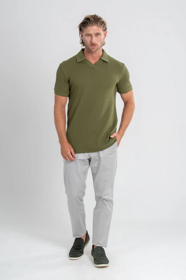 Camisa Polo Rich Tricô Texturizada Sem Botão - Linha Rich
