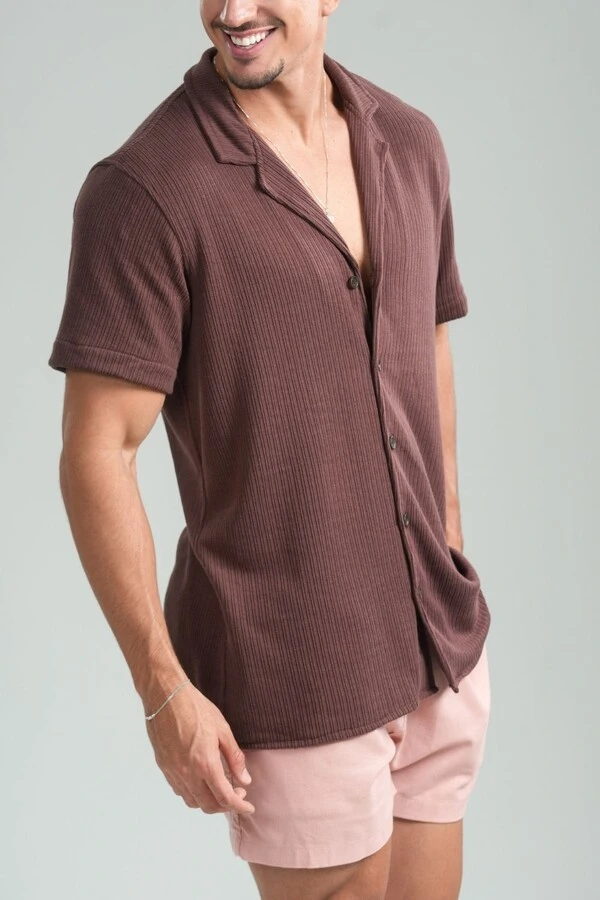 Camisa Paradizo Tricô Texturizada Gola Cubana - Linha Urban