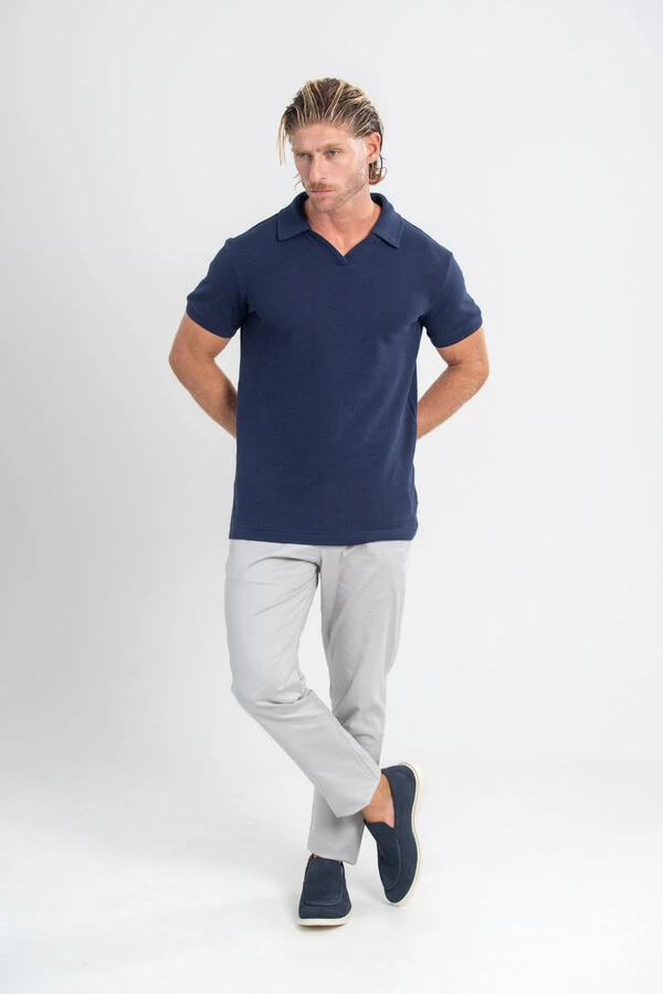 Camisa Polo Rich Tricô Texturizada Sem Botão - Linha Rich