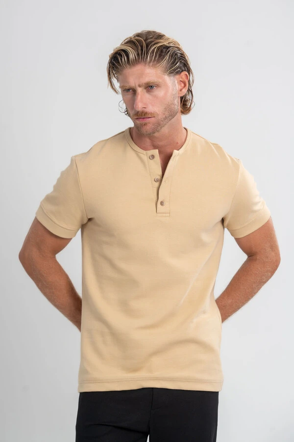 Henley Gold Manga Curta - Linha Essential
