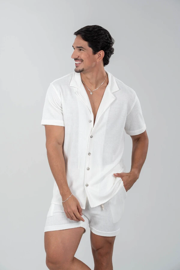 Camisa Paradizo Tricô Texturizada Gola Cubana - Linha Urban