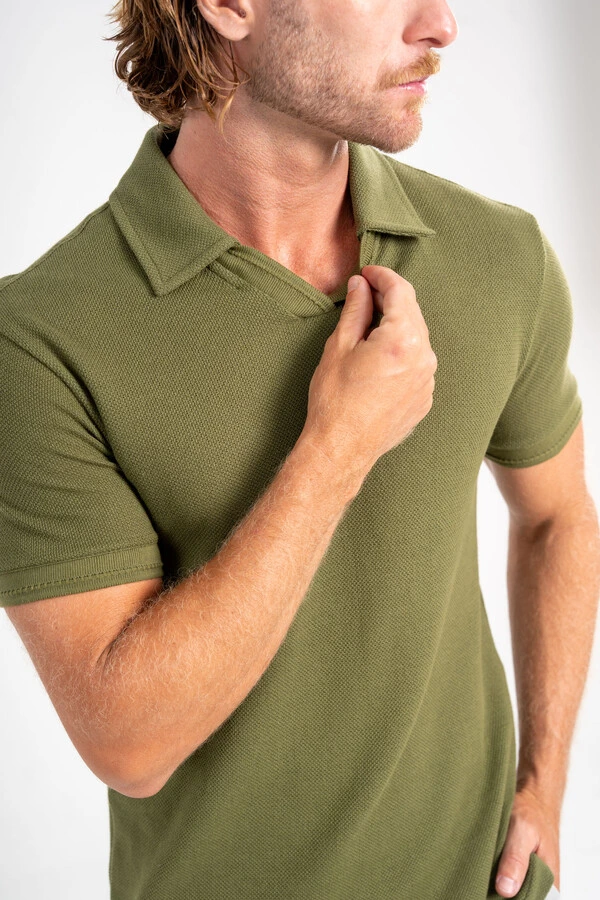 Camisa Polo Rich Tricô Texturizada Sem Botão - Linha Rich