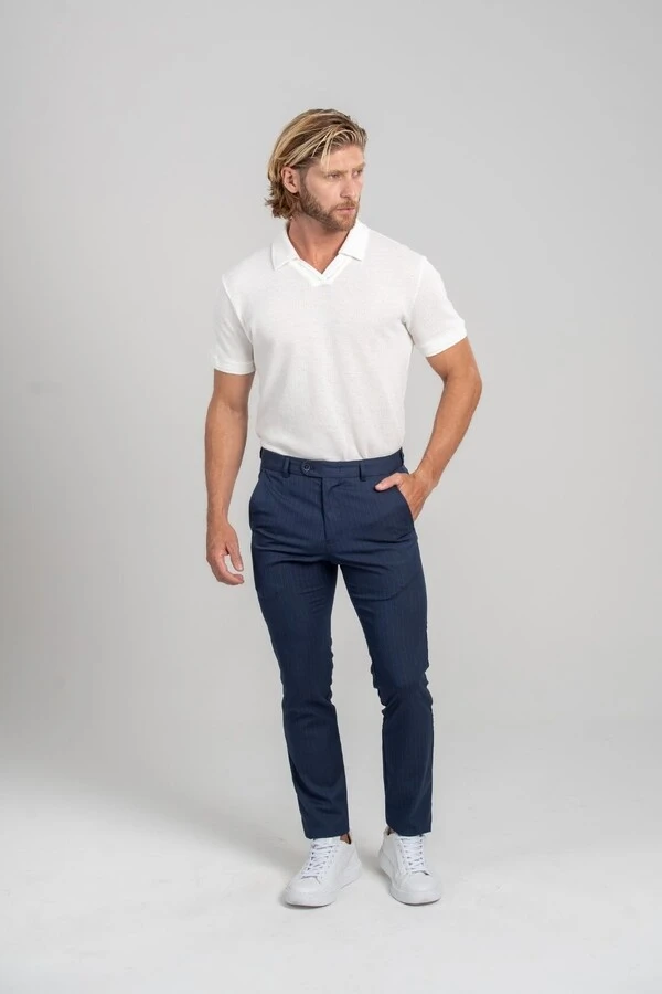 Calça Chicago Risca de Giz Ajuste - Linha Rich