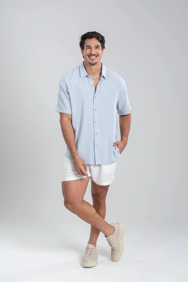 Conjunto Great Time Azul Clara e Short Cut Off White