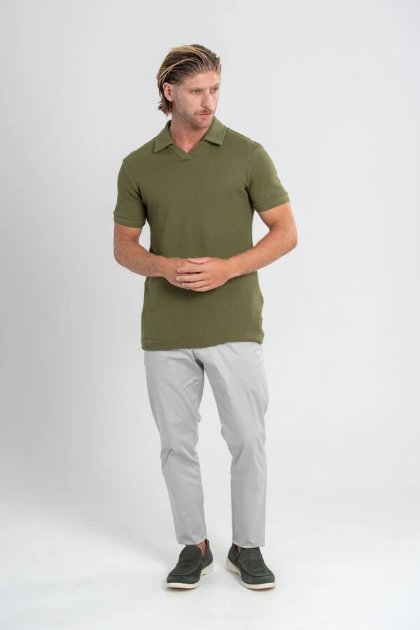 Camisa Polo Rich Tricô Texturizada Sem Botão - Linha Rich