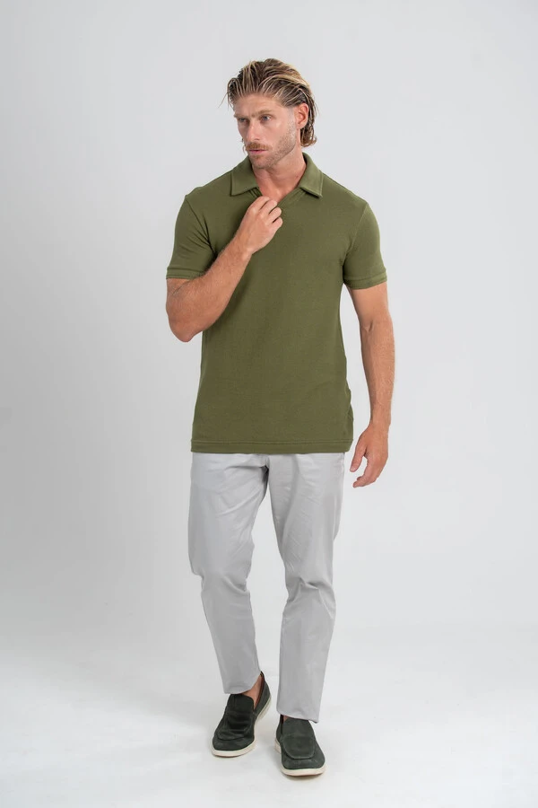 Camisa Polo Rich Tricô Texturizada Sem Botão - Linha Rich