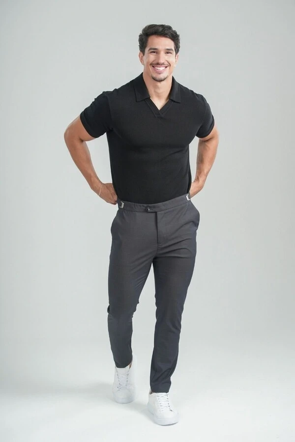 Camisa Polo Rich Tricô Texturizada Sem Botão - Linha Rich