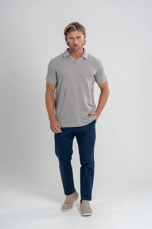 Camisa Polo Rich Tricô Texturizada Sem Botão - Linha Rich
