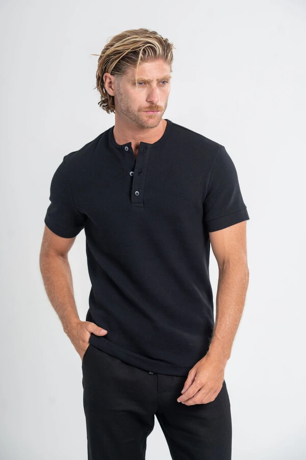 Henley Gold Manga Curta - Linha Essential