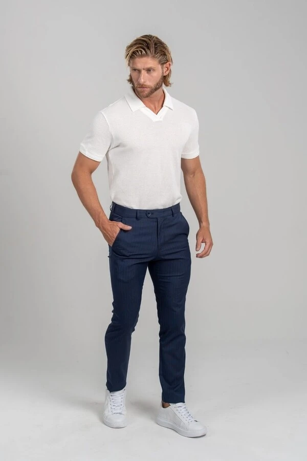 Calça Chicago Risca de Giz Ajuste - Linha Rich