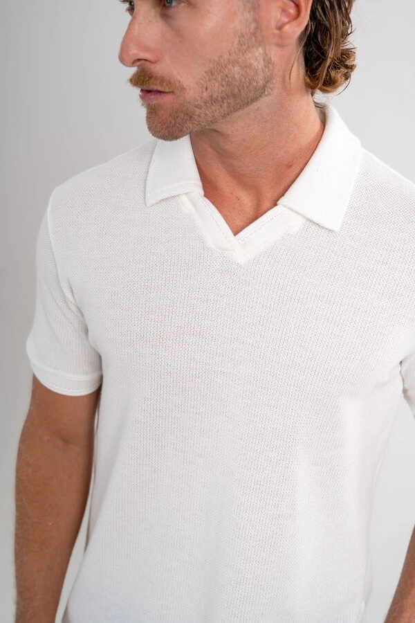 Camisa Polo Rich Tricô Texturizada Sem Botão - Linha Rich