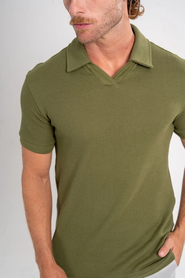 Camisa Polo Rich Tricô Texturizada Sem Botão - Linha Rich
