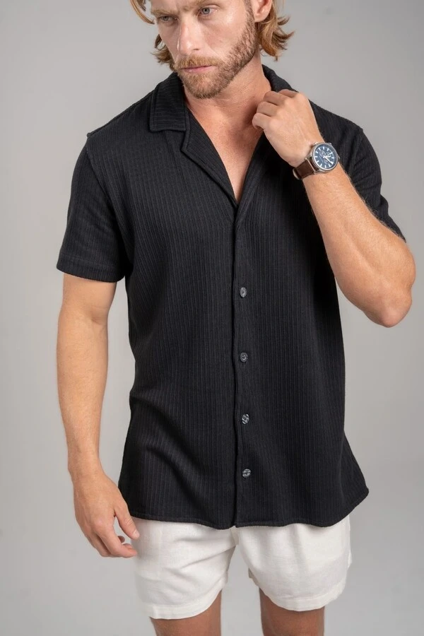 Camisa Paradizo Tricô Texturizada Gola Cubana - Linha Urban