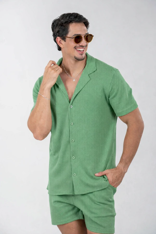 Camisa Paradizo Tricô Texturizada Gola Cubana - Linha Urban