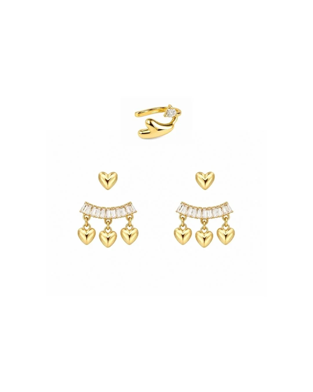 Foto Kit de Brinco Heart Shine Dourado