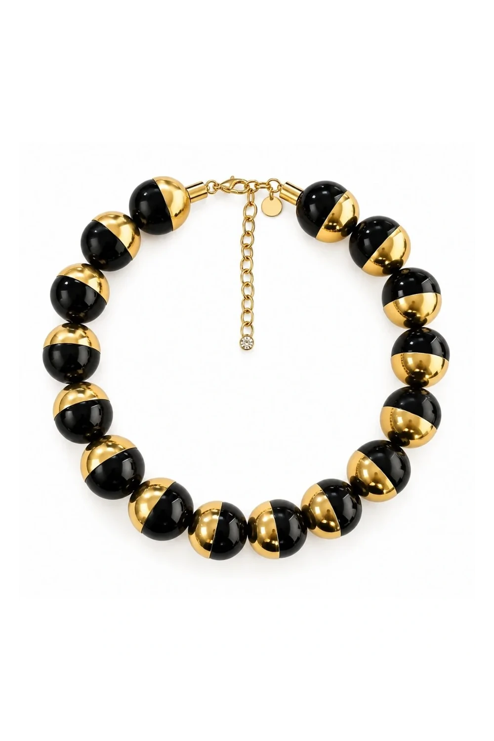 Foto Colar Curto Esferas Preto com Dourado