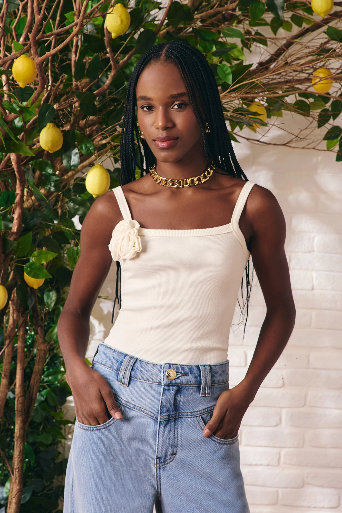 Foto Blusa Fiore Malha Canelada Off white