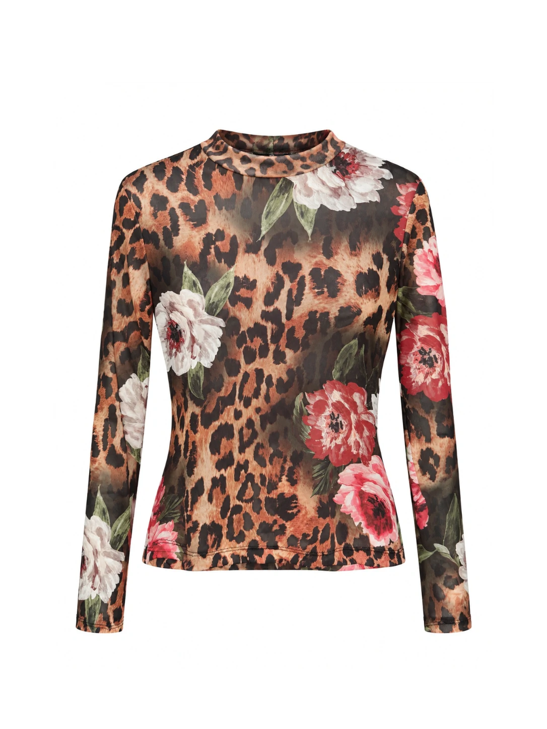 Foto Blusa Tule Estampado Onça Flores