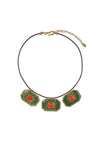 Colar Trio Placa Verde