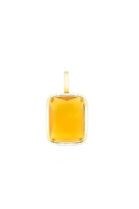 Pingente Retangulo Cristal Topázio Amarelo