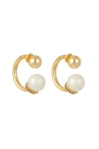 Brinco Argola Invertida Exagerado Pérola/Dourado