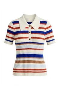 Blusa Polo Tricô Listras Color