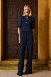 Blusa Manga Botões Decote