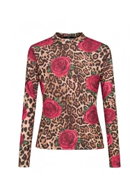 Blusa Tule Estampado Onça Flores