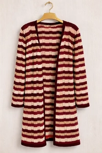 Cardigan Zig Zag em Tricô com Lurex