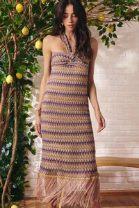 Vestido Tricô Franja