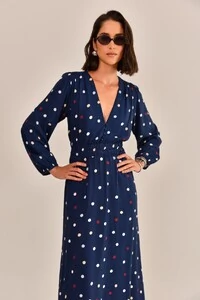 Vestido Ashley Viscose Estampa Poá