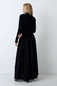 Vestido Longo Malha Canelada Tricoline