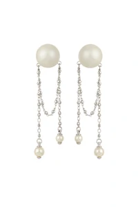 Brinco Animal Exagerado Pérola Prateado