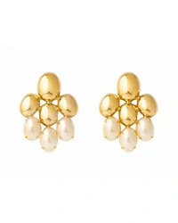 Maxi Brinco Oval Pérola Dourado