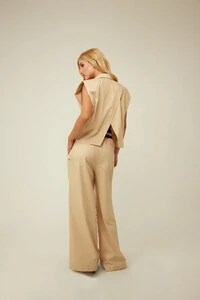 Calça Tricoline Cós Malha Punho