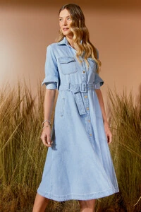 Chemisie Midi Jeans Cinto Jeans