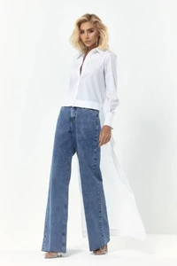 Camisa Cropped Tricoline com Calda Branca