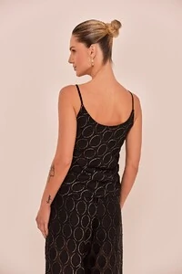 Blusa Peach em Voil Preto