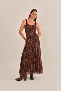 Vestido céu Tule Animal Print