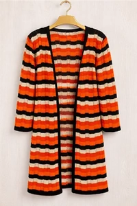 Cardigan Zig Zag em Tricô com Lurex