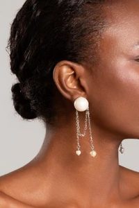 Brinco Animal Exagerado Pérola Prateado